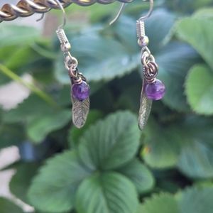 Amethyst Feather Earrings